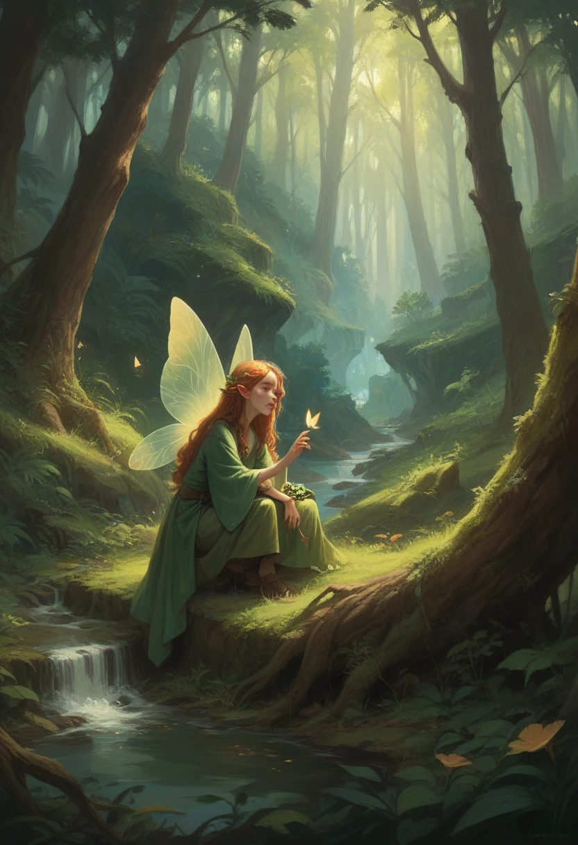 A fairy and a wizard in love in the forest