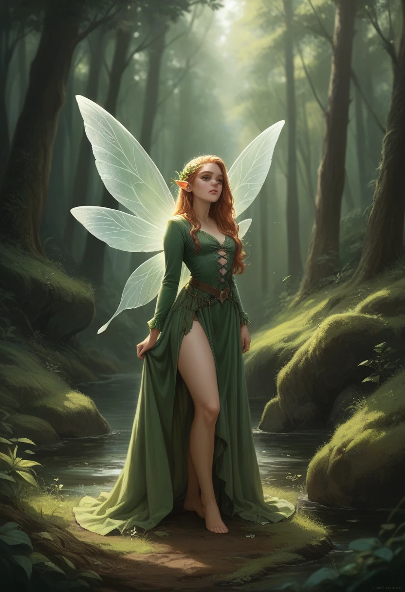 A fairy and a wizard in love in the forest 