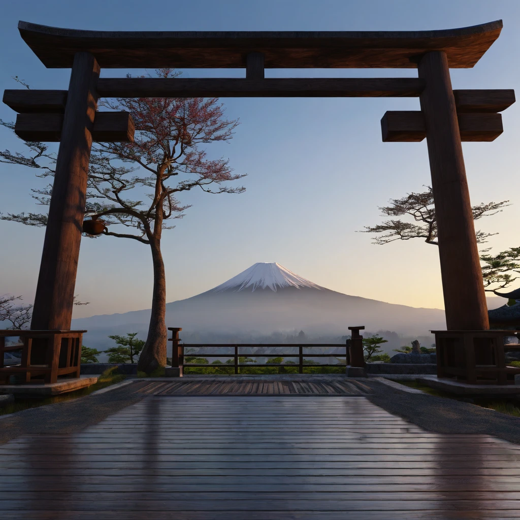 Otherworldly morning, Mysterious, calm feeling, good morning, ancient Japan, appearing from the darkness, I wish for world peace.((best quality, 8K, masterpiece: 1.3))
