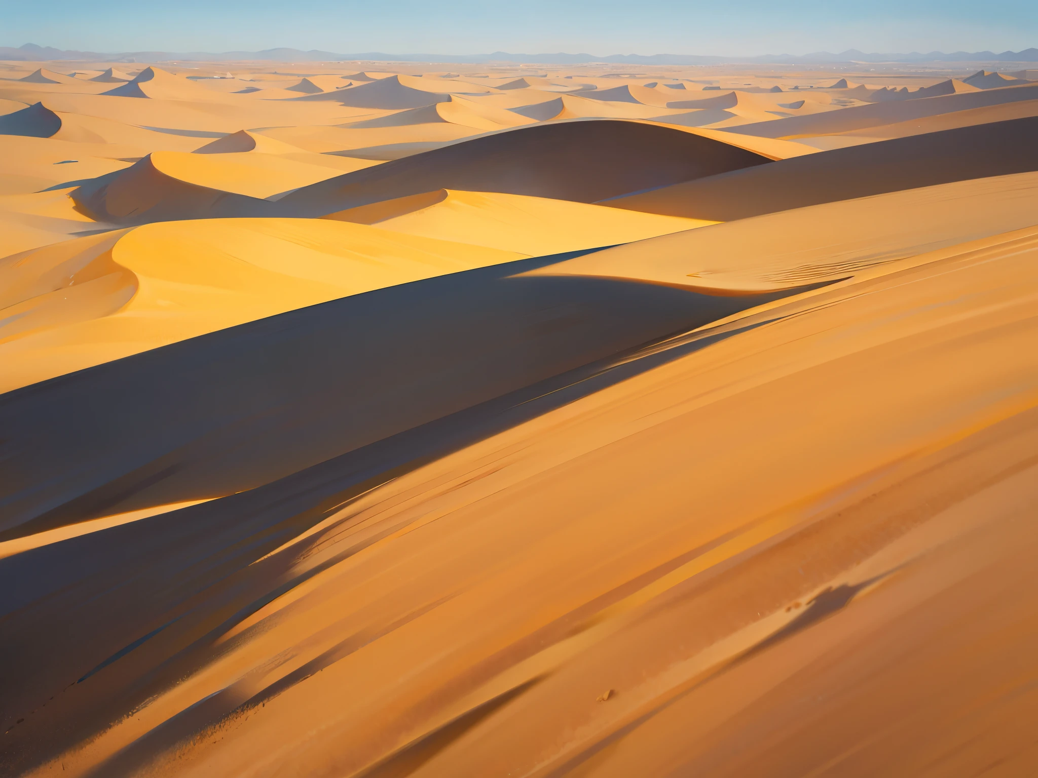 desert, plains, sands, clear sky, masterpiece, painting, empty desert plain