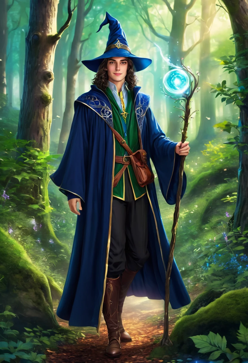 A handsome wizard in the forest 