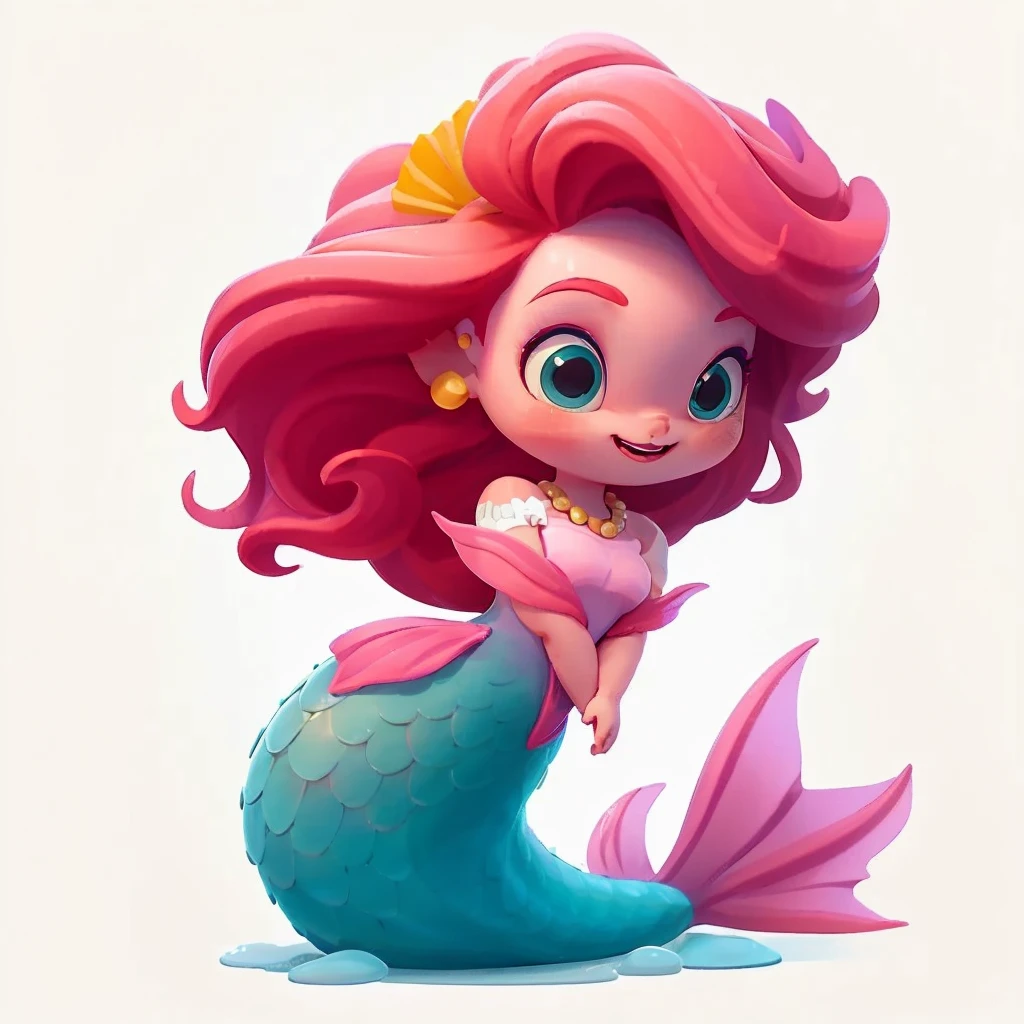 a close up of a cartoon Mermaid with a pink hair, Cute numbers, Cute cartoon characters, little Mermaid, Lovely and detailed digital art, cute numbersArt, High quality character design, ariel the little Mermaid, Mermaid, beautiful Mermaid, pixar Lovely characters design, Princess Ariel, Lovely characters, Lovely art style, the little Mermaid, cartoon style illustration, portrait of Mermaid