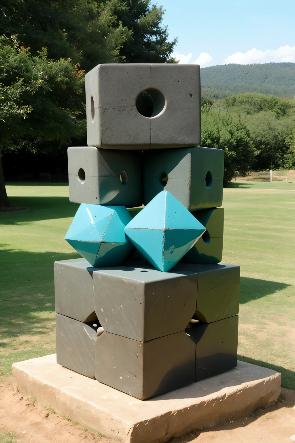 Sculpture 30 three-dimensional cubes lined with dung