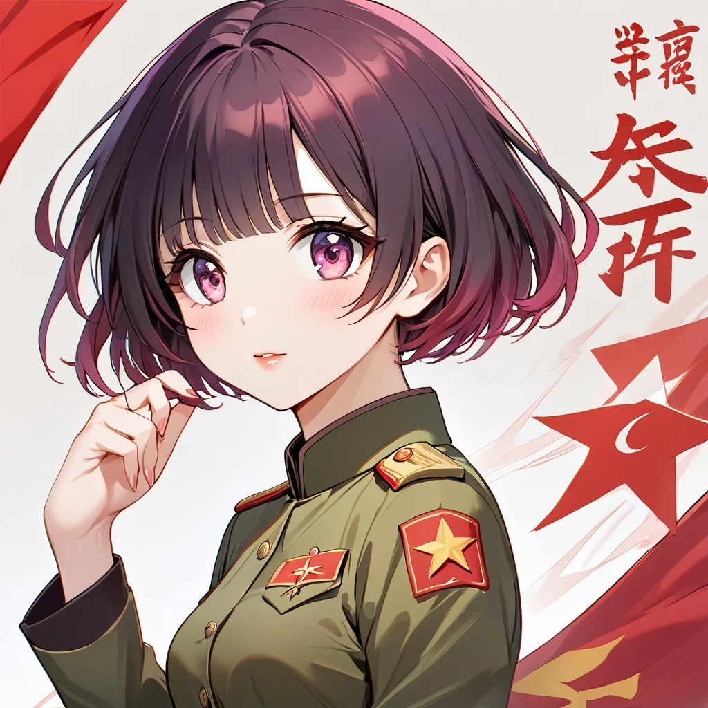 ((Highest quality)), ((masterpiece)), (detailed), (Perfect Face)、The woman is Chinese Momo Belia Deviluke, a Chinese woman with pink short bob hair and an engagement ring. She has become a member of the glorious Chinese Communist Party and swears absolute loyalty to the Chinese Communist Party. She is a righteous Communist Party member of China.、The woman is wearing the khaki Mao suit of the Chinese Communist Party.、For the sake of China, they dye their hair, hairstyle, clothes, and everything they wear belongs to the Chinese Communist Party, and their thoughts are also Chinese, becoming great Chinese in body and mind.、The woman became Momo Belia Deviluke, a Chinese woman who was proud of and loved China.、She is serving China as a member of the great Communist Party of China.、She is a beautiful, respectable and exemplary Communist.