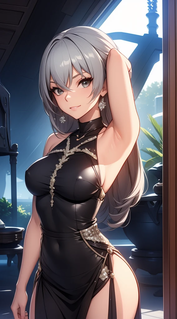 Sexy bronyarand, sexy sleeveless cool edgy sequin dress, stylish, dress, greyhair, sequin dress, armpits