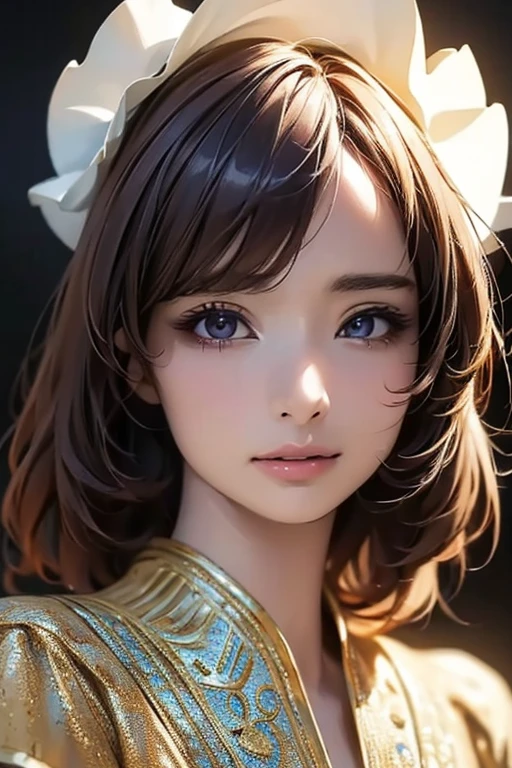 ((Highest quality)),(超High resolution),(Very detailed),(Detailed Description),((The best CG)),(masterpiece),Ultra-detailed art、(Highest quality、8k、32K、masterpiece)、(Realistic)、(Realistic:1.2)、(High resolution)、Very detailed、Very beautiful face and eyes、1 female、Tight waist、Delicate body、(Highest quality、Attention to detail、Rich skin detail)、(Highest quality、8k、Oil paints:1.2)、Very detailed、(Realistic、Realistic:1.37)、Bright colors、
