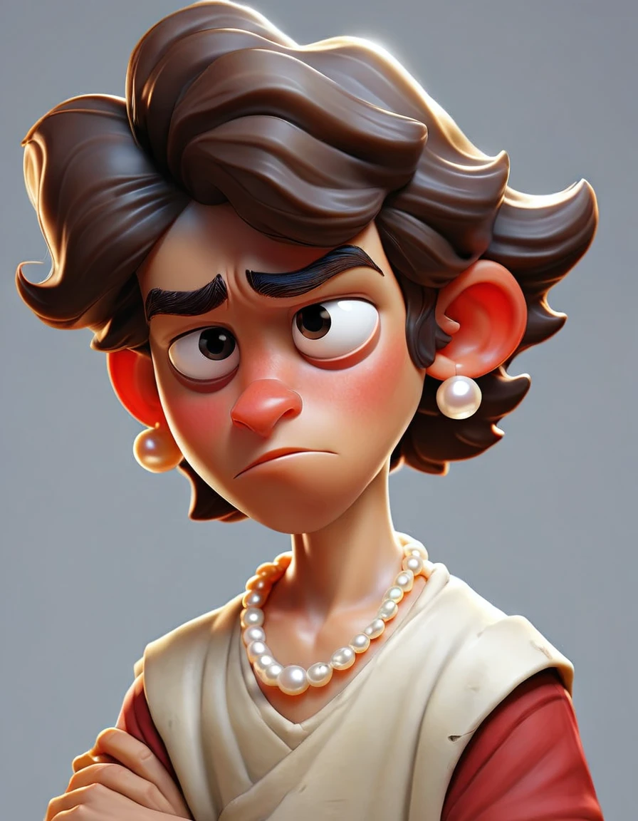 create an illustration of  poor looking spanish boy holding a pearl