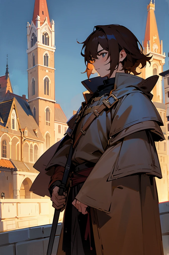 Male, Brown Hair, Town Background, Knight