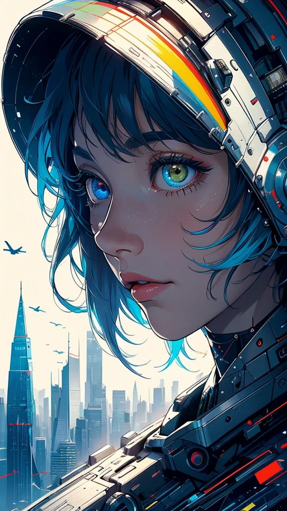(((masterpiece, highest quality))),(((solo:1.2))),(((1girl:1.2))),32k wallpaper, very detailed, poster, vintage science fiction,(((((geometric cinematic movie poster))))), (bauhaus), shape,(((abstract))),(mid century modern),movie poster,(((((portfolio))))),(((((Close-up))))),(((((bust up))))),((((more various angle)))),(((highlight))),Vast landscape,((((heterochromia)))),(((complete. detailed face))),(((Extremely talented))),(((most complecated machine))),Colorful color scheme