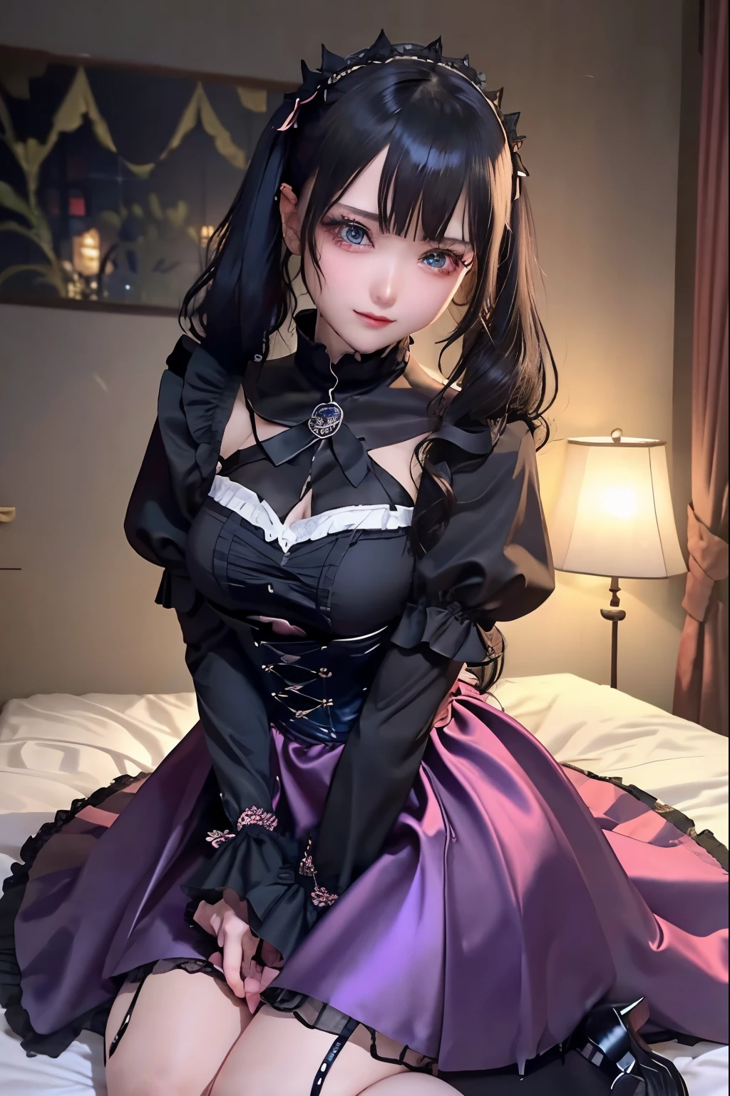 ハードなDark Gothicメイク、Black dark eyeshadow、sad、Good skin radiance、Dark Gothicメイク、Dark smile、palace、The beauty of fragrance、24-years-old、Expressions of intense sexual pleasure、Embarrassed look、Dark Gothic、Highest quality、Expression of sexual pleasure without pain、Drunk face、Purple maid outfit、mysterious、noble、Loving smile、Twin tail hair、Right eye is blue、Left eye is red、Super tempting pose、Platform heel shoes、Heavy makeup、Gothic Lolita Clothing、Silver Hair、Long Hair Straight Hair、Cute Gothic Lolita Dress、Beautiful Face、Elegant face、Attractive face、Stained glassの背景、Chest glistening with sweat、The room is dark、goth long dress、Bell Sleeves、Wizard Sleeve、Decadent look、Sexually excited expression、Wet shiny thigh water、Thighs that are wet and shiny with oil、Background of a room full of roses、Sad look、Rose Maiden、The embroidery is pink、The dress has pink embroidery.、Thigh-high socks、Knee-high socks、Gentle expression、Dark black eyeshadow、Stained glassとバラの背景、Thighs are a little thin、Female Duo、Female couple、dark church background、Stained glass、Black metal world、Dark Castle、Dark Room、Slender body、gothic long dress、Victorian dress、Small breasts、With a glass of wine in your right hand、With a lantern in his left hand、The bed is covered with roses、Her thighs are shining with sweat、My body is wet and shiny、There is a lot of glitter on the thighs、I am sweating、My thighs are sticky with sweat.、My thighs are glistening with sweat、My whole body is sweaty and shiny、I sweated a lot.、My thighs are sweaty、My wet thighs are glistening with sweat.、There is a lot of sweat shining all over my body、Slender body、I rest my head on the pillow、Sleeping in bed、Beautiful legs、Outstretched legs、Lying in bed、Lying on your back in bed、On all fours、Knee Up、Kneel、Put your arms behind your back、Kneeling on the bed、Super beautiful straight hair、Straight hair to the ends、Straight Perm Hair、Show off your thighs、Sit on the bed、Ass on the bed、Sitting with legs apart、