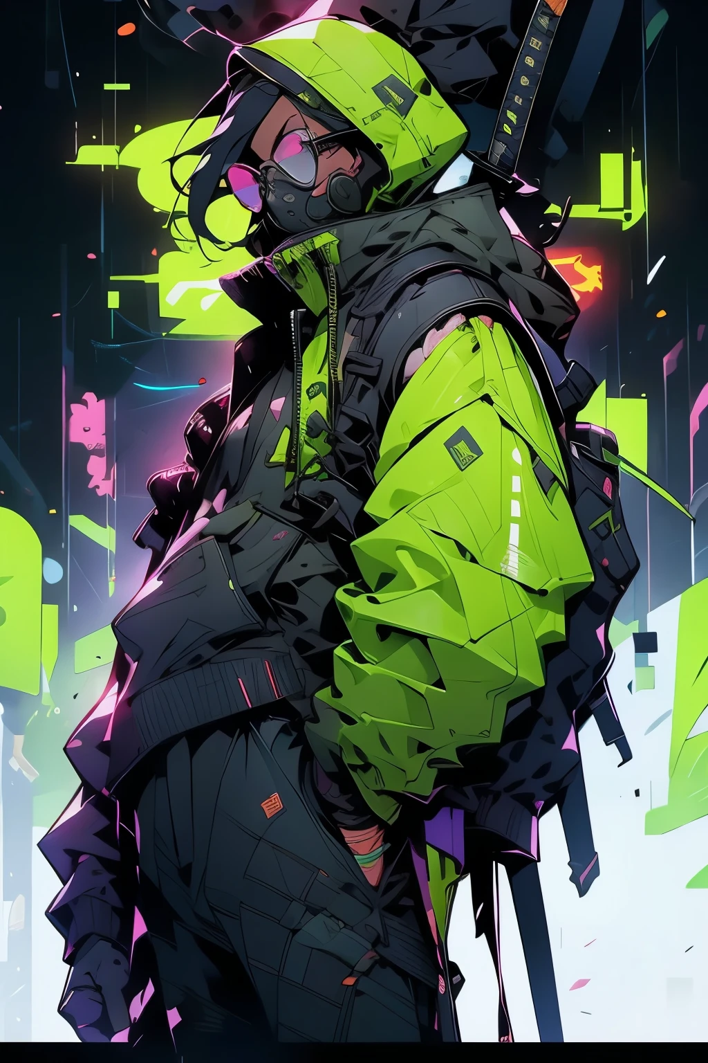 work of art, detailed, anime styling, katana detailed preta