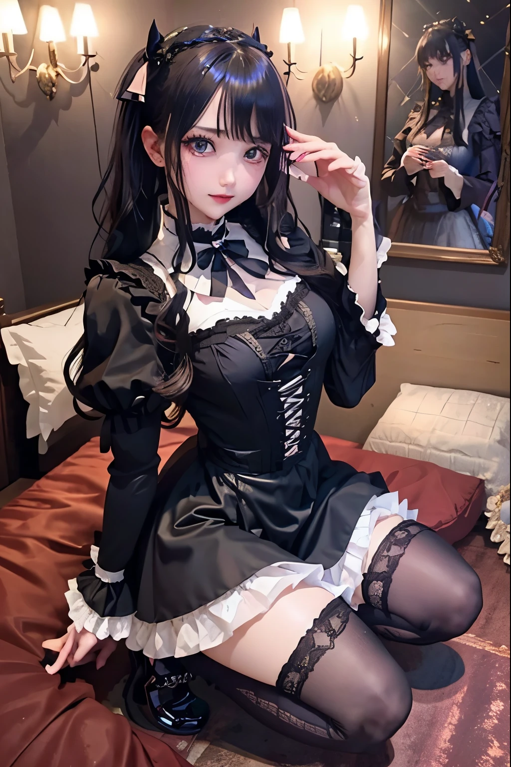 ハードなDark Gothicメイク、Black dark eyeshadow、sad、Good skin radiance、Dark Gothicメイク、Dark smile、palace、The beauty of fragrance、24-years-old、Expressions of intense sexual pleasure、Embarrassed look、Dark Gothic、Highest quality、Expression of sexual pleasure without pain、Drunk face、Purple maid outfit、mysterious、noble、Loving smile、Twin tail hair、Right eye is blue、Left eye is red、Super tempting pose、Platform heel shoes、Heavy makeup、Gothic Lolita Clothing、Silver Hair、Long Hair Straight Hair、Cute Gothic Lolita Dress、Beautiful Face、Elegant face、Attractive face、Stained glassの背景、Chest glistening with sweat、The room is dark、goth long dress、Bell Sleeves、Wizard Sleeve、Decadent look、Sexually excited expression、Wet shiny thigh water、Thighs that are wet and shiny with oil、Background of a room full of roses、Sad look、Rose Maiden、The embroidery is pink、The dress has pink embroidery.、Thigh-high socks、Knee-high socks、Gentle expression、Dark black eyeshadow、Stained glassとバラの背景、Thighs are a little thin、Female Duo、Female couple、dark church background、Stained glass、Black metal world、Dark Castle、Dark Room、Slender body、gothic long dress、Victorian dress、Small breasts、With a glass of wine in your right hand、With a lantern in his left hand、The bed is covered with roses、Her thighs are shining with sweat、My body is wet and shiny、There is a lot of glitter on the thighs、I am sweating、My thighs are sticky with sweat.、My thighs are glistening with sweat、My whole body is sweaty and shiny、I sweated a lot.、My thighs are sweaty、My wet thighs are glistening with sweat.、There is a lot of sweat shining all over my body、Slender body、I rest my head on the pillow、Sleeping in bed、Beautiful legs、Outstretched legs、Lying in bed、Lying on your back in bed、On all fours、Knee Up、Kneel、Put your arms behind your back、Kneeling on the bed、Super beautiful straight hair、Straight hair to the ends、Straight Perm Hair、Show off your thighs、Sit on the bed、Ass on the bed、Sitting with legs apart、