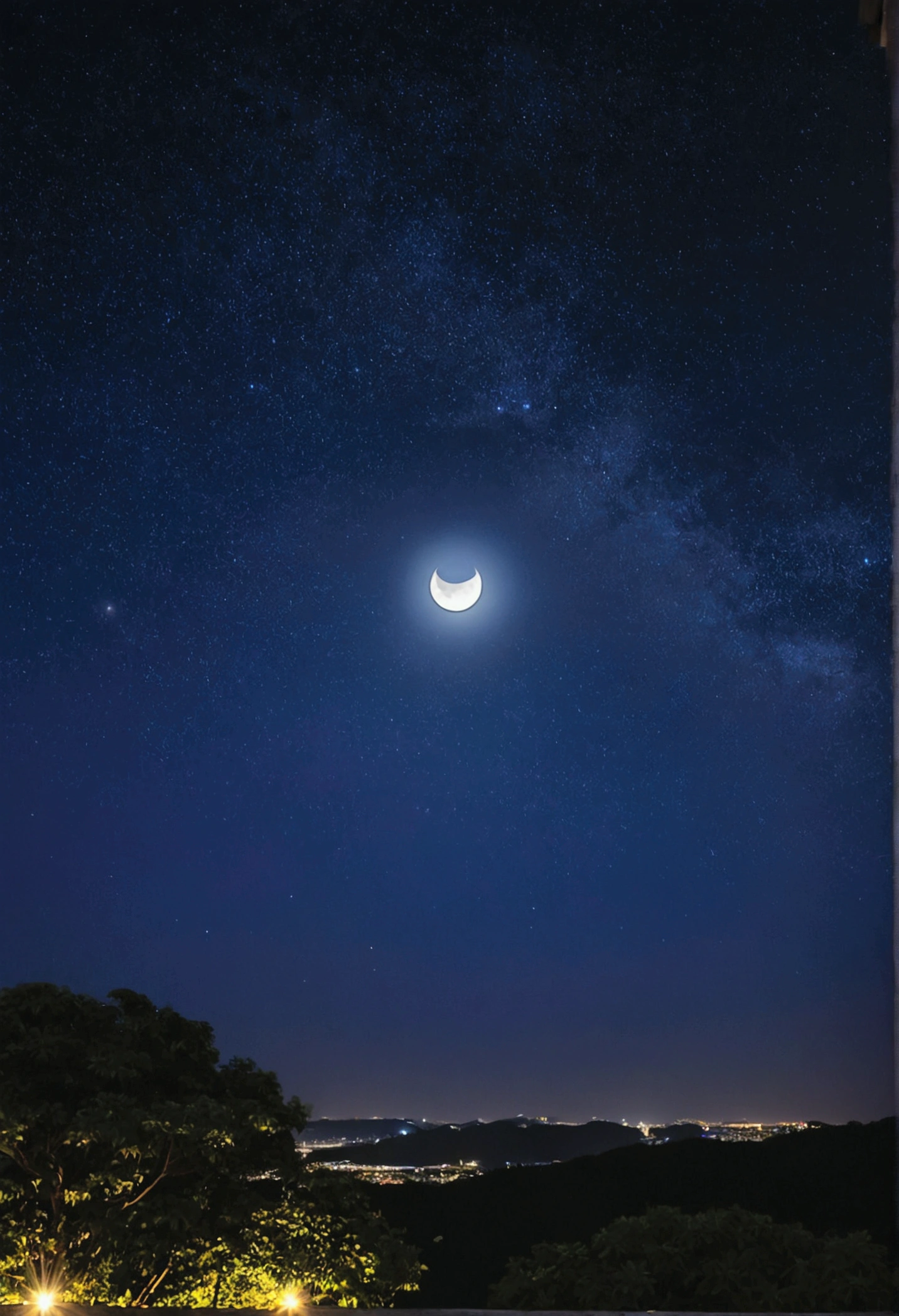 night、moon、Many Stars、Beautiful sky、