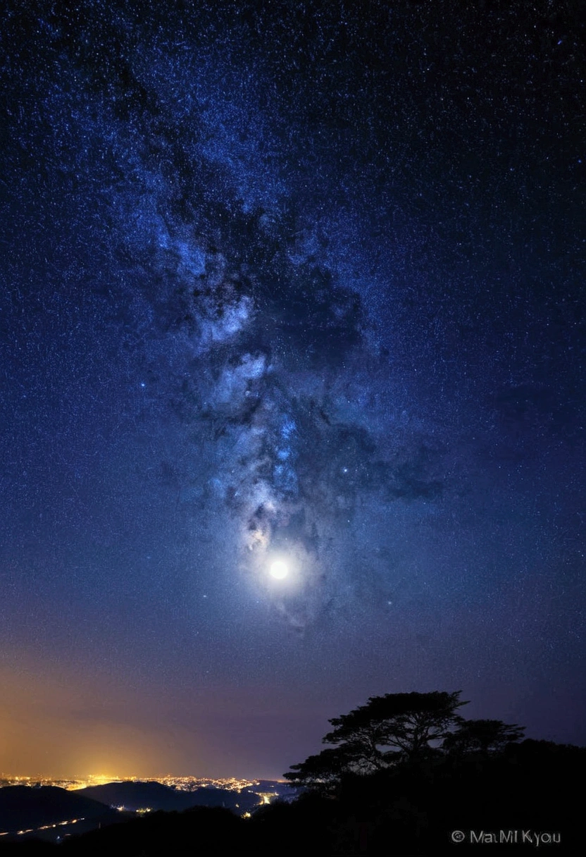 night、moon、Many Stars、Beautiful sky、