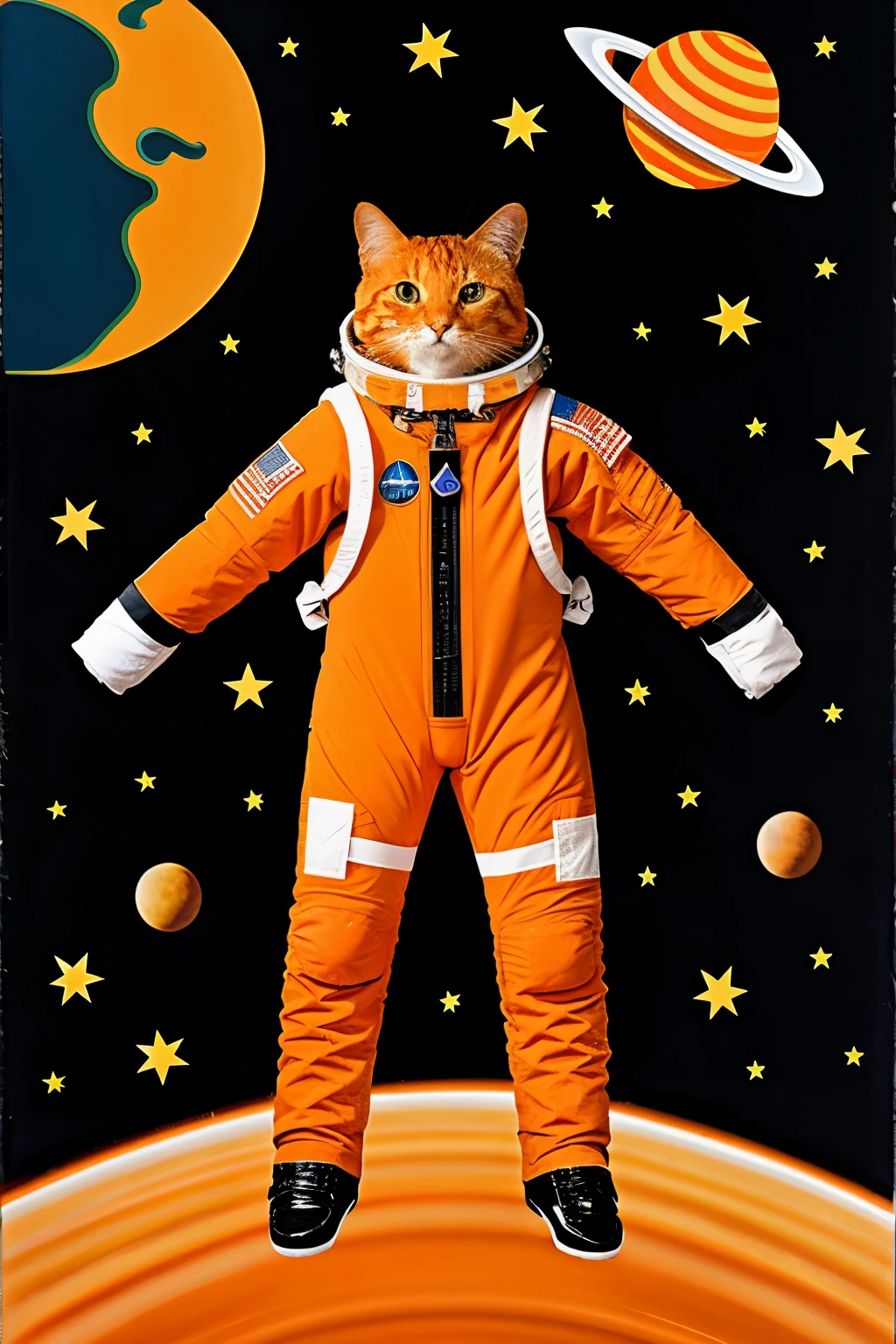 orange cat in space suit