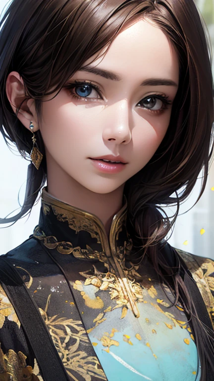 ((Highest quality)),(超High resolution),(Very detailed),(Detailed Description),((The best CG)),(masterpiece),Ultra-detailed art、(Highest quality、8k、32K、masterpiece)、(Realistic)、(Realistic:1.2)、(High resolution)、Very detailed、Very beautiful face and eyes、1 female、((:1.3))、Tight waist、Delicate body、(Highest quality、Attention to detail、Rich skin detail)、(Highest quality、8k、Oil paints:1.2)、Very detailed、(Realistic、Realistic:1.37)、Bright colors、