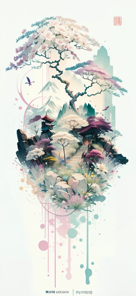 (Art by Numbers,Inks and washes:1.2),Nobody, Mountain々, wood, Rivers,Flowers,Lotus flower,Purple Flower,沢Mountainの花(Oriental elements, Chinese colors, Senior Color Matching), (3D sculpture,Rendering with Octane,Volumetric Light,Natural soft light,), (Very delicate:1.2, Losing focus:1.2, Very colorful, Cinema Lighting, Chiaroscuro,Ray Tracing), masterpiece, Super rich,Very detailed,8k, Zurrison_style_wonderful_wall,Based on purple,Paintings with a lot of purple,(((富士Mountainを書いて)))