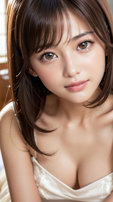 (Highest quality:1.5)、(Realistic:1.5)、(1 person:1.5)、(On all fours:1.2)、(Crawling posture)、Very detailed、High resolution、8k wallpaper、、Small breasts、Natural color lips、Cute Smile、Japanese women、20-year-old girl、Beautiful and elegant face、Perfect and beautiful face、Big eyes、Brunette's eyes、Beautiful and elegant face、Perfect and beautiful double eyelids、Natural Bangs、Beautiful thin nose、Beautiful Skin、Chestnut Hair、Medium Bob Hair、Shortcuts、Natural Bangs、Perfect and beautiful face、Slim face and figure、(Looking into the camera)、Bright lighting、Professional Lighting、Forward lighting、Natural smile、church、Princess line wedding dress、tiara、Beautiful cleavage、Open your mouth、undressing、From above、High angle