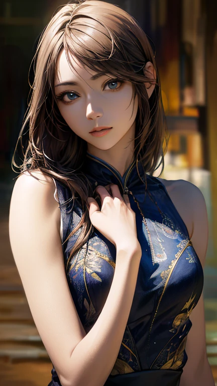 ((Highest quality)),(超High resolution),(Very detailed),(Detailed Description),((The best CG)),(masterpiece),Ultra-detailed art、(Highest quality、8k、32K、masterpiece)、(Realistic)、(Realistic:1.2)、(High resolution)、Very detailed、Very beautiful face and eyes、1 female、((:1.3))、Tight waist、Delicate body、(Highest quality、Attention to detail、Rich skin detail)、(Highest quality、8k、Oil paints:1.2)、Very detailed、(Realistic、Realistic:1.37)、Bright colors、