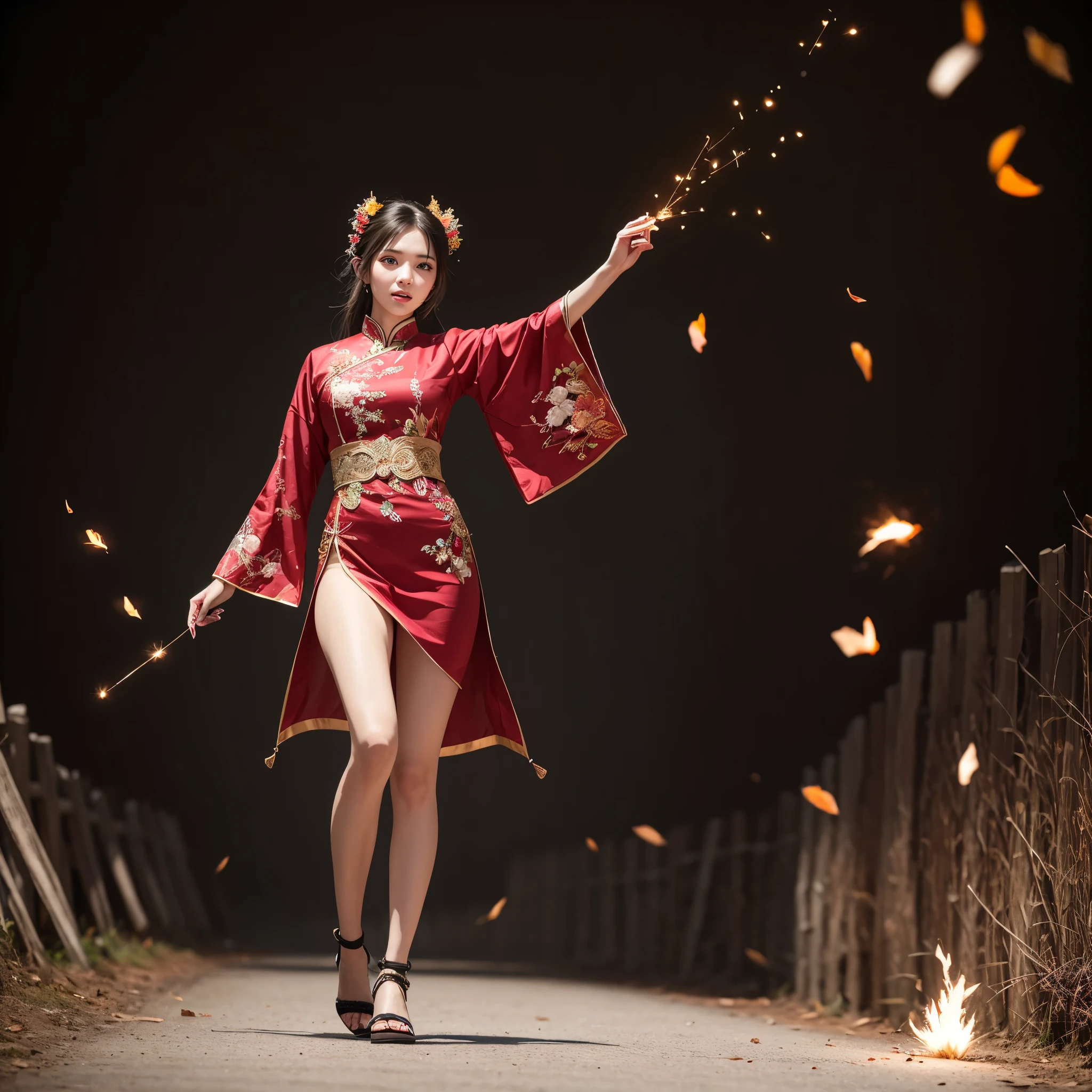 (High-level (UltraDetailed ProfessionalPhoto)), 8K Masterpiece TopQuality, Absurd Detailed Lighting, PerfectLighting, Extremely detailed (BeautyGoddess Standing in a Vertical Dropping Ray), aesthetic LifeLike Rendering, BokeH (oodles Firecrackers Spark and Haze), Unreal flamboyance, see-through upskirt Assfocus RoundlyButts, (Tindall Effect Scattering), { fujian tulou | Traditional Hakka Clothes | perfect ratio | hime cut | luxury | jewelry | ornate | hairpin | Menstruation | Exposed },(Elaborate embroidery with Transparency) BREAK (FullBody:1.28). (((Extremely detailed Beautiful Face and Eyes))) Radiant PearlSkin with Transparency, (Dynamic LifeLike expressions:1.4)