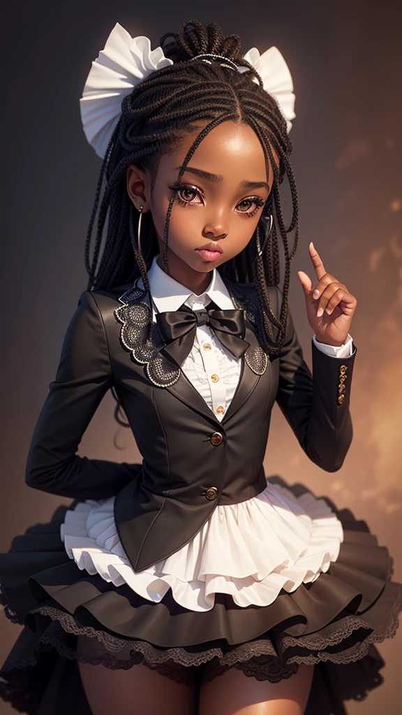 ((details));(highest quality); Cute black girl with formal clothes; ((devian art)); ((best digital art));((more realistic)); ((HQ filters))