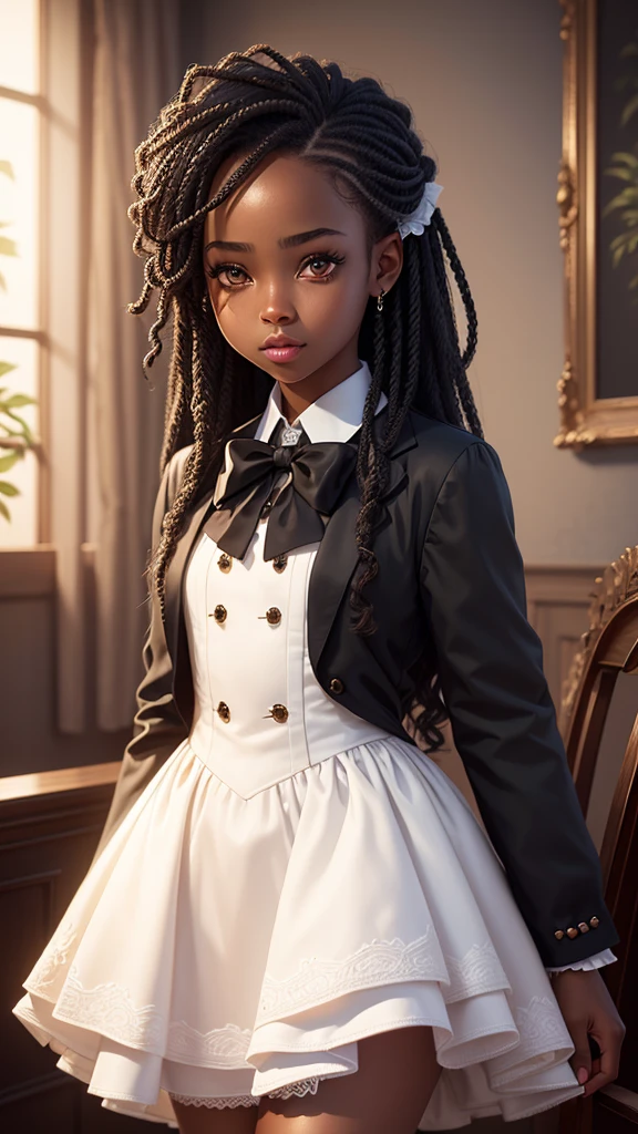 ((details));(highest quality); Cute black girl with formal clothes; ((devian art)); ((best digital art));((more realistic)); ((HQ filters))