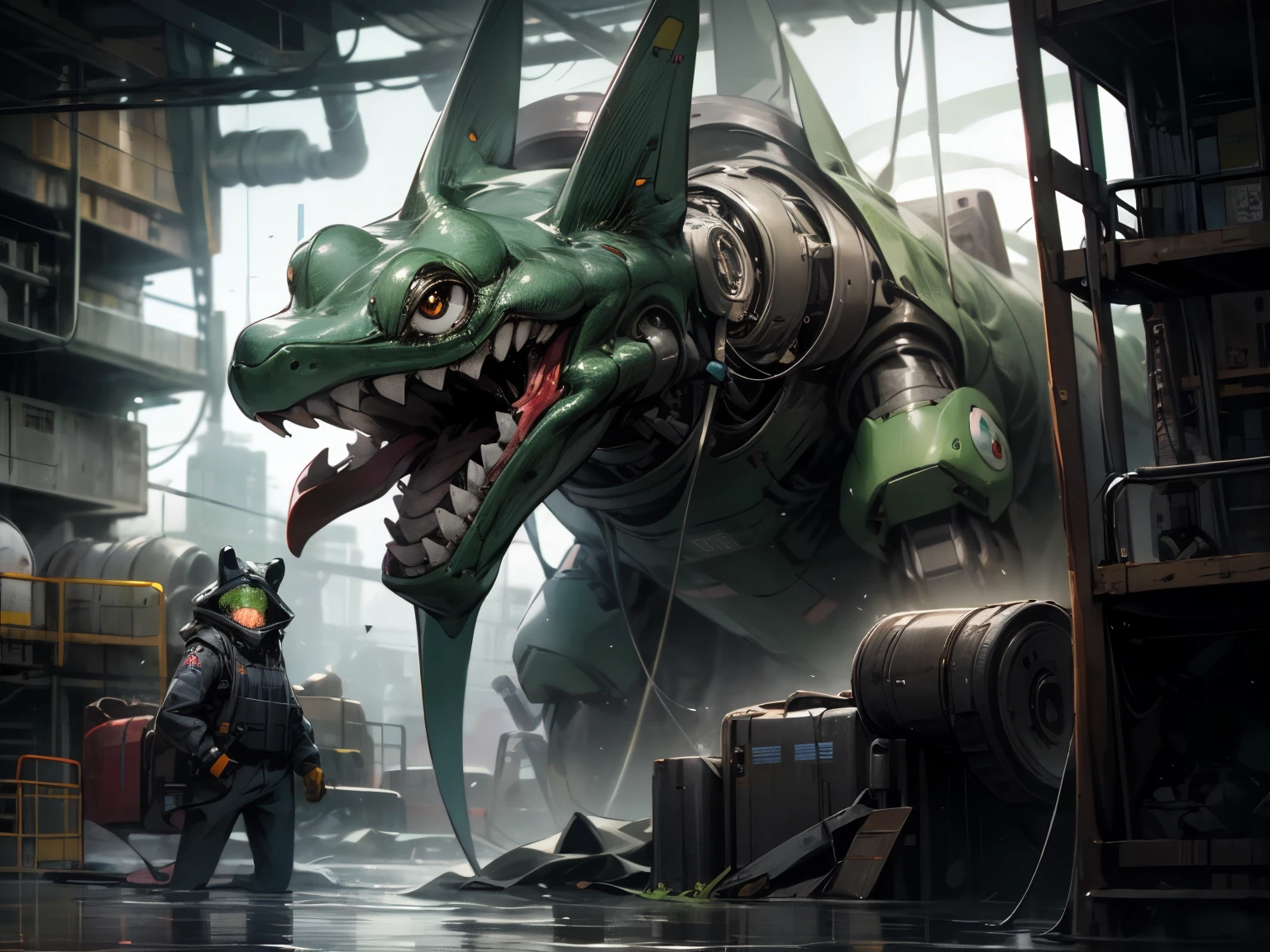 best quality, high resolution, ultra detailed, a frog shaped submarine, digital art, mechanical, deep sea, mecha