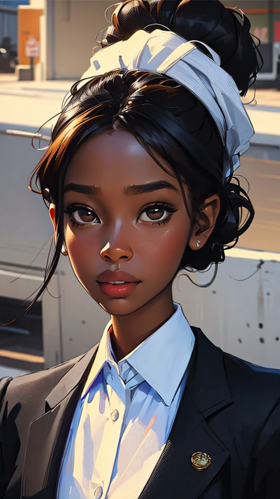((details));(highest quality); black girl with formal work clothes; ((devian art)); ((best digital art));((more realistic)); ((HQ filters))