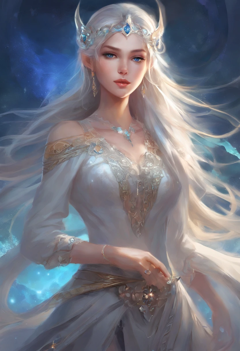 One girl, Ash grey hair color, Pointed Ears, blue eyes, Garment Lift, alone, hair ornaments, Hair Clip, Long Hair, Lift up your shirt, Braiding, View your viewers, lips, Lifted it himself, horse, Head to toe full body, belly button, Day,White shirt,