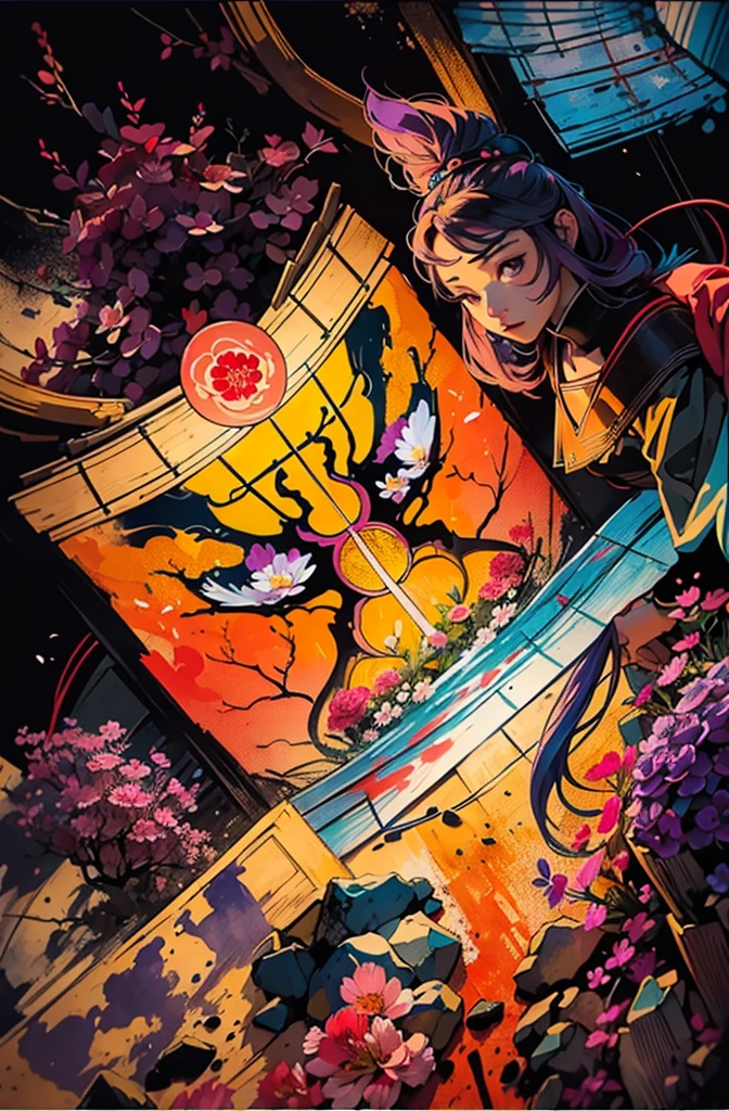 (Art by Numbers,Inks and washes:1.2),Nobody, Mountain々, wood, Rivers,Flowers,Cherry Blossom,Purple Flower,沢Mountainの花(Oriental elements, The colors of Japan, Senior Color Matching), (3D sculpture,Rendering with Octane,Volumetric Light,Natural soft light,), (Very delicate:1.2, Losing focus:1.2, Very colorful, Cinema Lighting, Chiaroscuro,Ray Tracing), masterpiece, Super rich,Very detailed,8k, Zurrison_style_wonderful_wall,Based on purple,Paintings with a lot of purple,(((富士Mountainを書いて)))