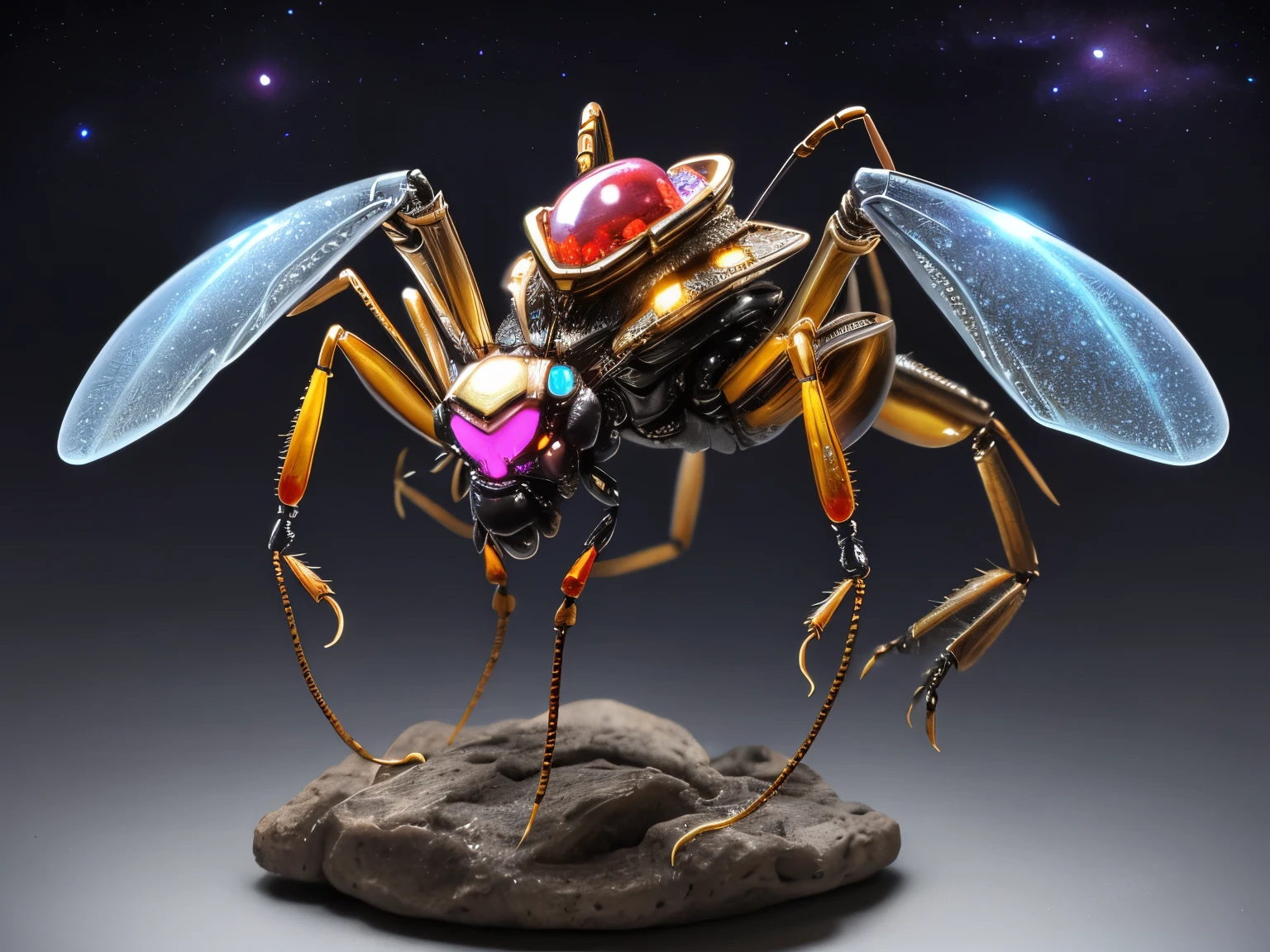best quality, top quality, ultra quality, superb quality, super quality, ultra quality, extravagant quality, astonishing quality, mechanical insect, ultra-small size, very le, luminescence,