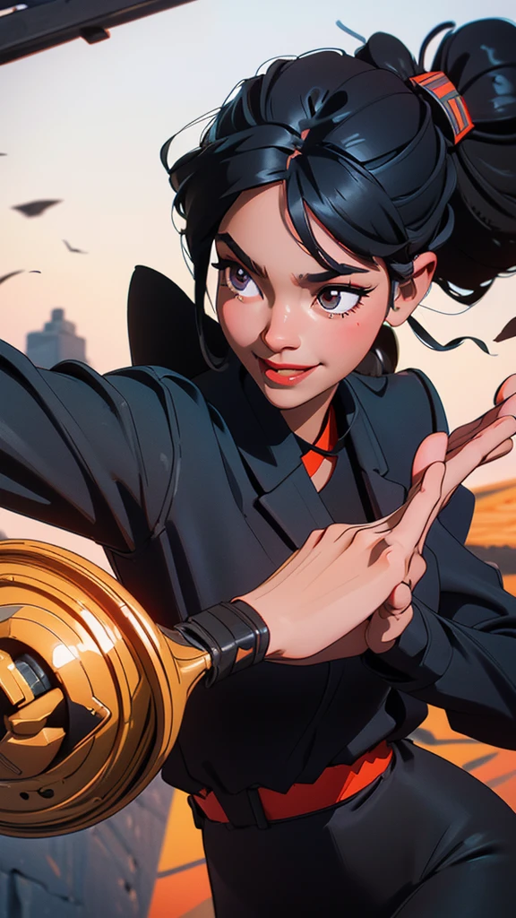((details));(highest quality); ((black power hair)); black girl with formal work clothes; Office worker ((devian art)); smiling; (best digital art);(more realistic); ((HQ filters))