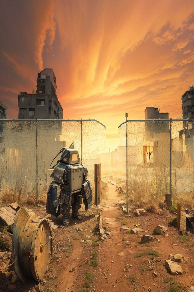 There&#39;s a truck parked in the dirt near the barrels, post apocalyptic scene, In a post-apocalyptic wasteland, post apocalyptic landscape, Post-apocalyptic wasteland, Post-apocalyptic wasteland, Post-apocalyptic atmosphere, Post-apocalyptic hellscape, in a wasteland, post apocalyptic world, Post-End Day Setting, Post-apocalyptic background, in a Post-End Day Setting, post-apocalyptic perspective