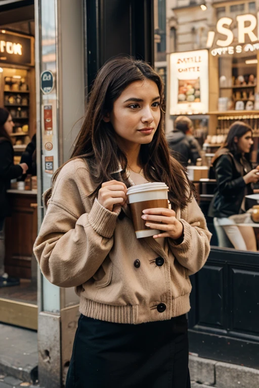 Woman in Paris with a coffee
