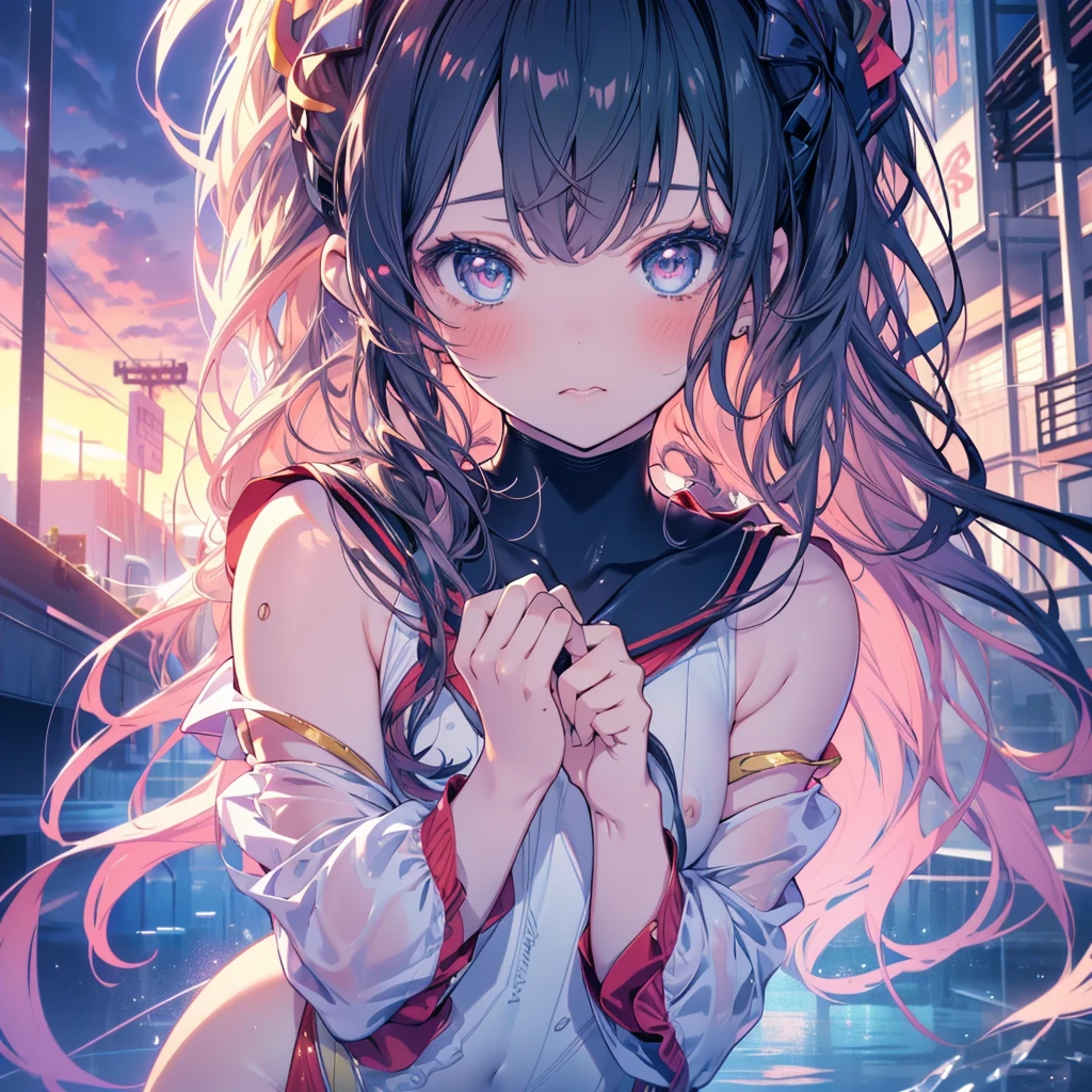 (Close-up shot, Highest quality, High resolution, 4K, Detailed lighting, Shaders, Browsing Caution), (Leotard-style sailor suit,Digging into the skin, In the high leg,Purge,NSFW:1.3), (Posing, blush:1.2), Realistic anime art style, Photorealistic Anime Girl Rendering, Smooth anime CG art, Anime realism style, Realistic art style, Realistic young anime girl, Amazing digital painting, Realistic anime 3D style, Beautiful anime portraits, Realistic anime art style, Close-up character portraits, Realistic 3D animation, Anime style portrait
