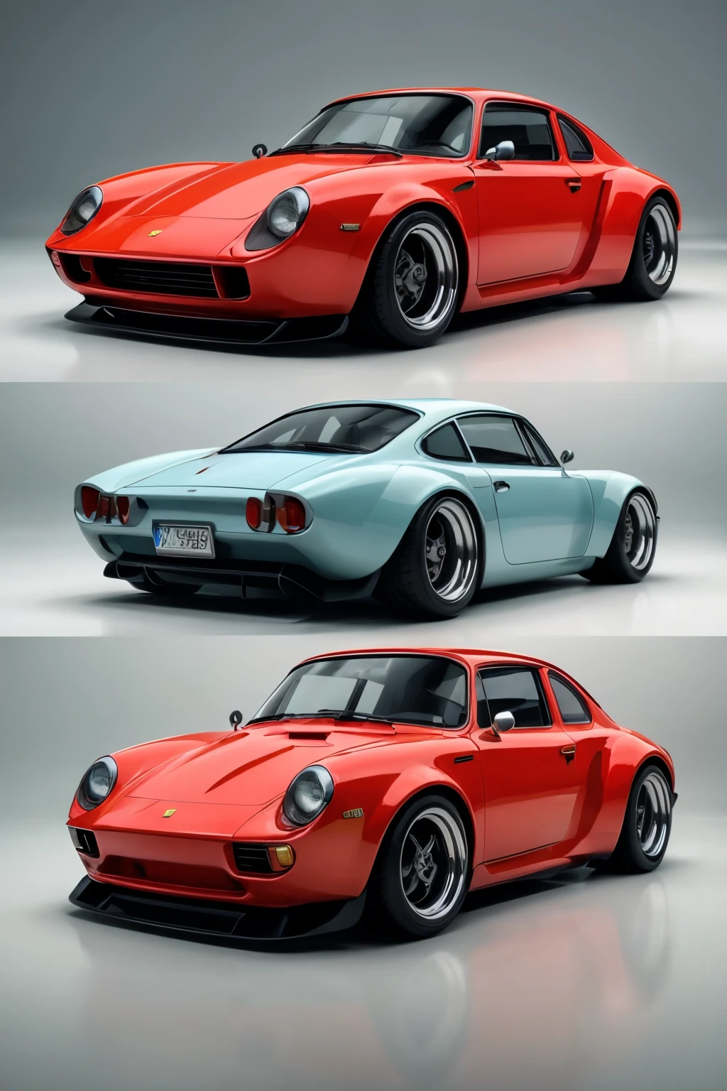 Draw a fusion of Ferrari Dino, Volkswagen Type 2 Kombi, and Porsche Carrera GT in three distinct frames to showcase its unique blend of styles.
Frame 1: Front View
The fusion of these iconic vehicles is evident in the front view, with the Ferrari Dino's iconic grille and headlights sitting atop the Volkswagen Fusca's rounded front end. The Porsche Carrera GT's sleek hood and front bumper add a touch of modernity, while the overall shape of the Fusca remains recognizable. The combination creates a unique, retro-futuristic look.
Frame 2: Side