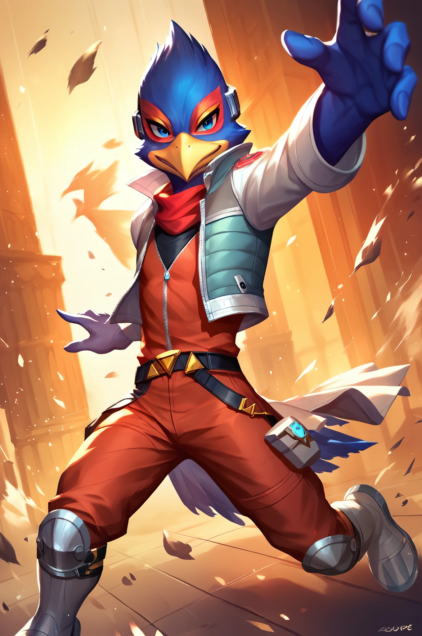 score_9, score_8_up, score_7_up, dcore_6_up, 1boy, Falco lombardi, reflector, dynamic pose