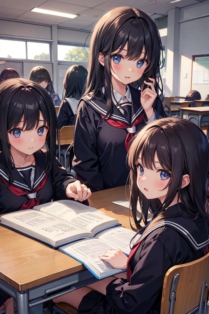 five girls, school, class