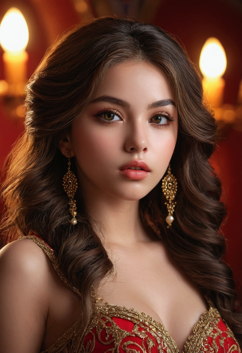 1 girl teen hot, beautiful detailed face, beautiful detailed eyes, beautiful detailed lips, extremely detailed face, extremely detailed eyes, extremely detailed lips, longeyelashes, sensual, seductive expression, provocative pose, revealing outfit, smooth skin, volumedhair, cinematic lighting, ornate background, dreamlike, vibrant colors, high contrast, hyper-realistic, 8k, ultra-detailed, photorealistic, cinematic composition, masterpiece