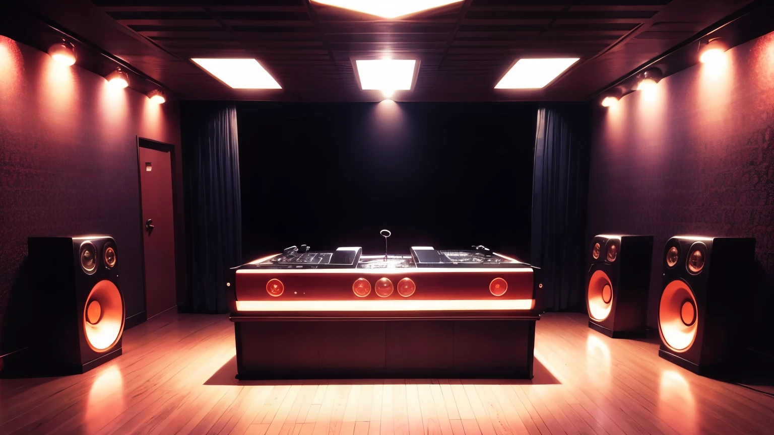 AMABIENTE INTERNO DE DISCO CLUB NOS ANOS 70 EM NYC, NO FIGURES INSIDE, SHOWWING DECORATION 70S STYLES, SPEAKERS, ILUMINATION, ETC, EQUIP,MENTS, CAIXAS DE SOM DA EPOCA, DJ TABLE