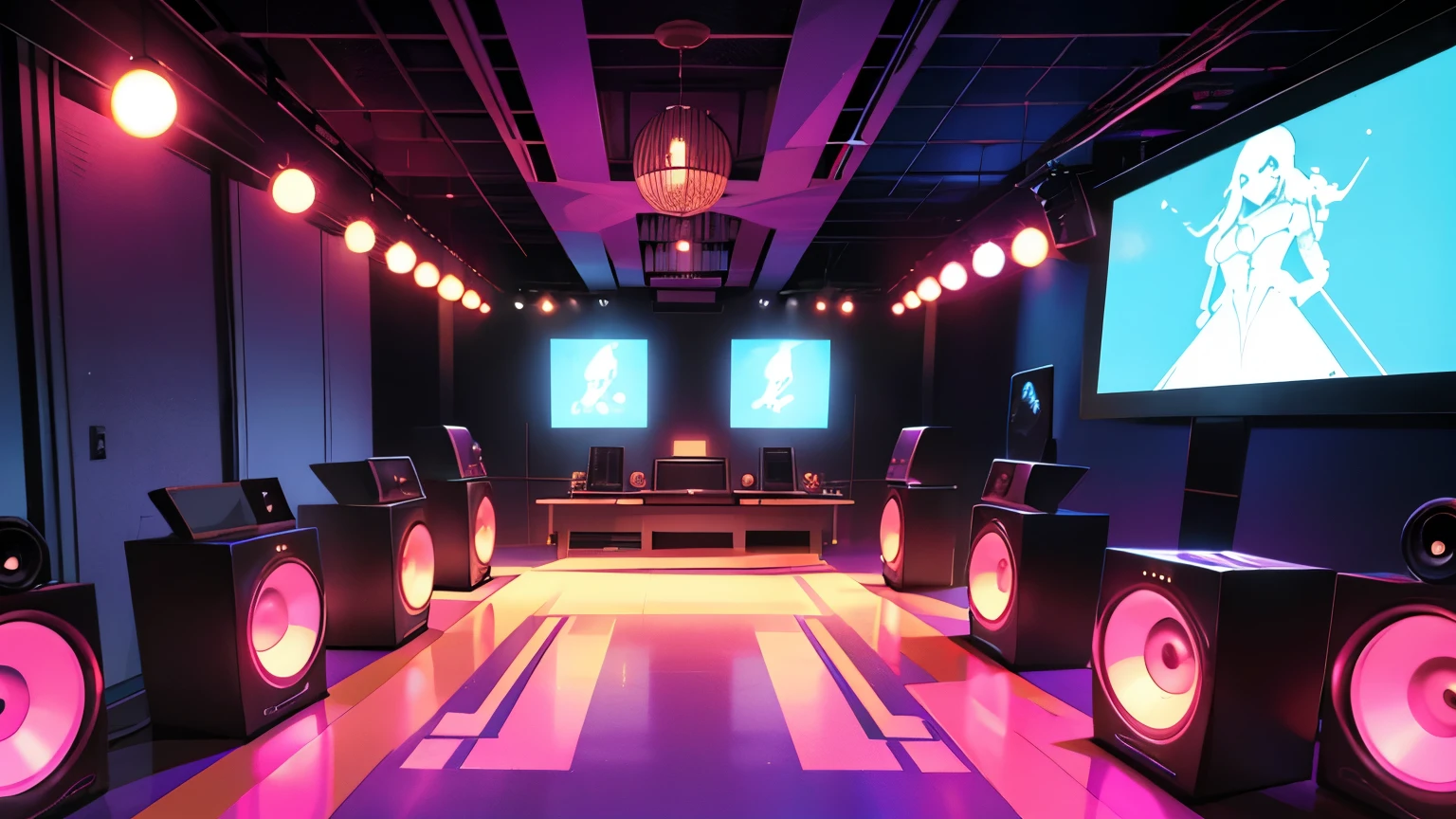 AMABIENTE INTERNO DE DISCO CLUB NOS ANOS 70 EM NYC, NO FIGURES INSIDE, SHOWWING DECORATION 70S STYLES, SPEAKERS, ILUMINATION, ETC, EQUIP,MENTS, CAIXAS DE SOM DA EPOCA, DJ TABLE