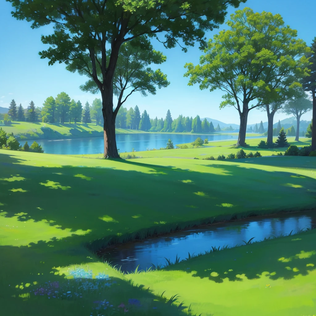 view, grass, trees, blue sky, ground