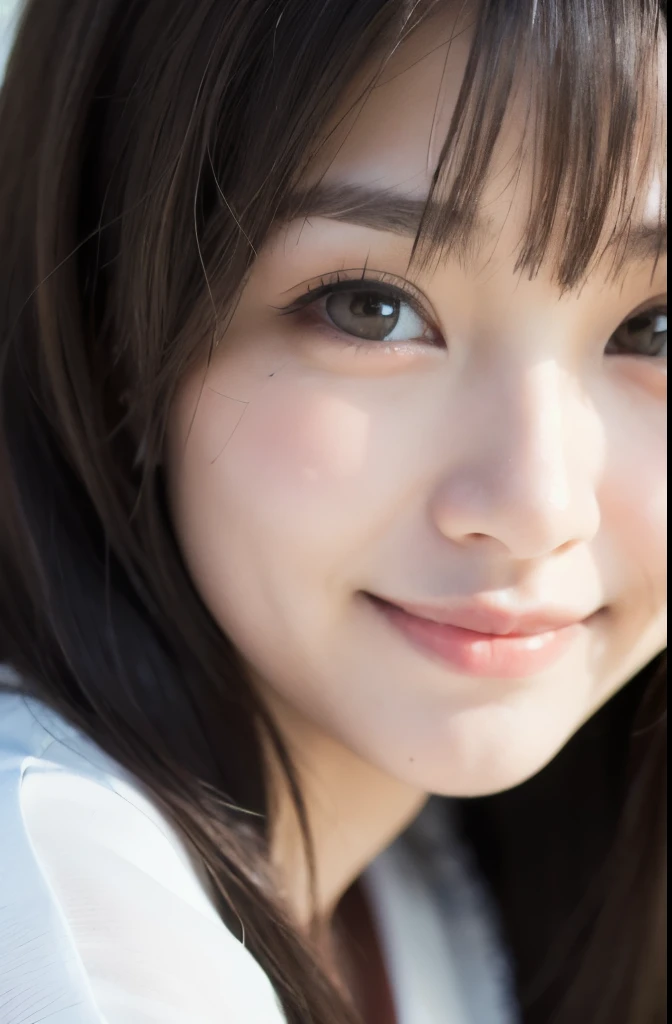best quality, face focus, soft light, ultra high res, (photorealistic:1.4), RAW photo,(Shinozaki Ai), white skin, kawaii,
1 Japanese girl, solo, cute, smile, (pupil, lights in the eyes),  detailed beautiful face, Medium-sized breasts,(high resolution detail of human skin texture),(long hair),(portrait), upper body, white traditional kimono,
