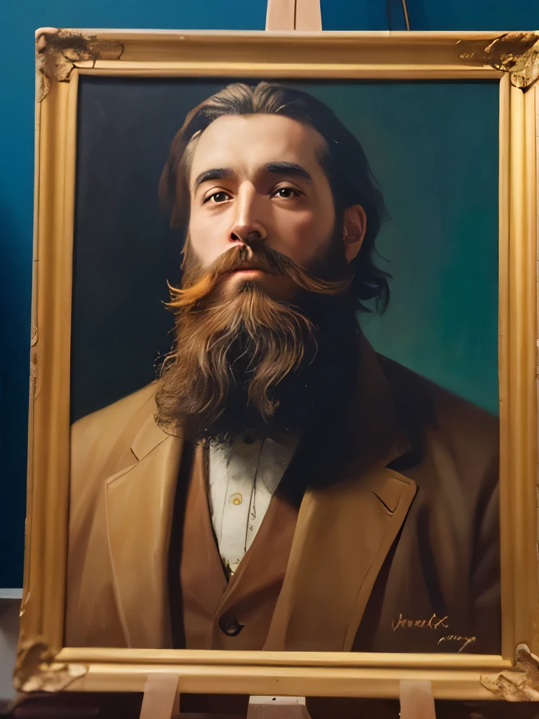 Bearded man painting, Impressionist style, high quality