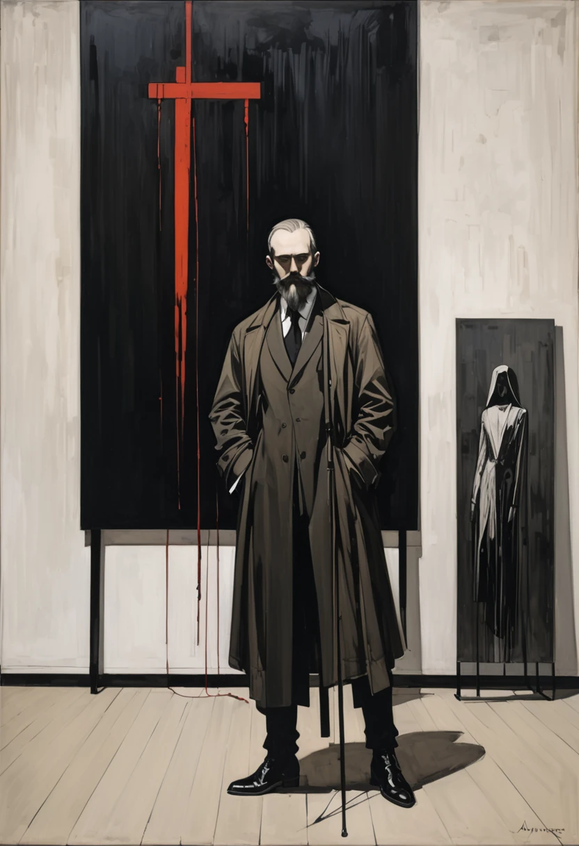 Santiago Caruso style,Ashley Wood Style,Albert Marquet style,Barnett Newman's character concept design style,(One girl:1.1),upper_body,Front Blade,cat on head,{Put your arms on top of your head:1.4},Laughter