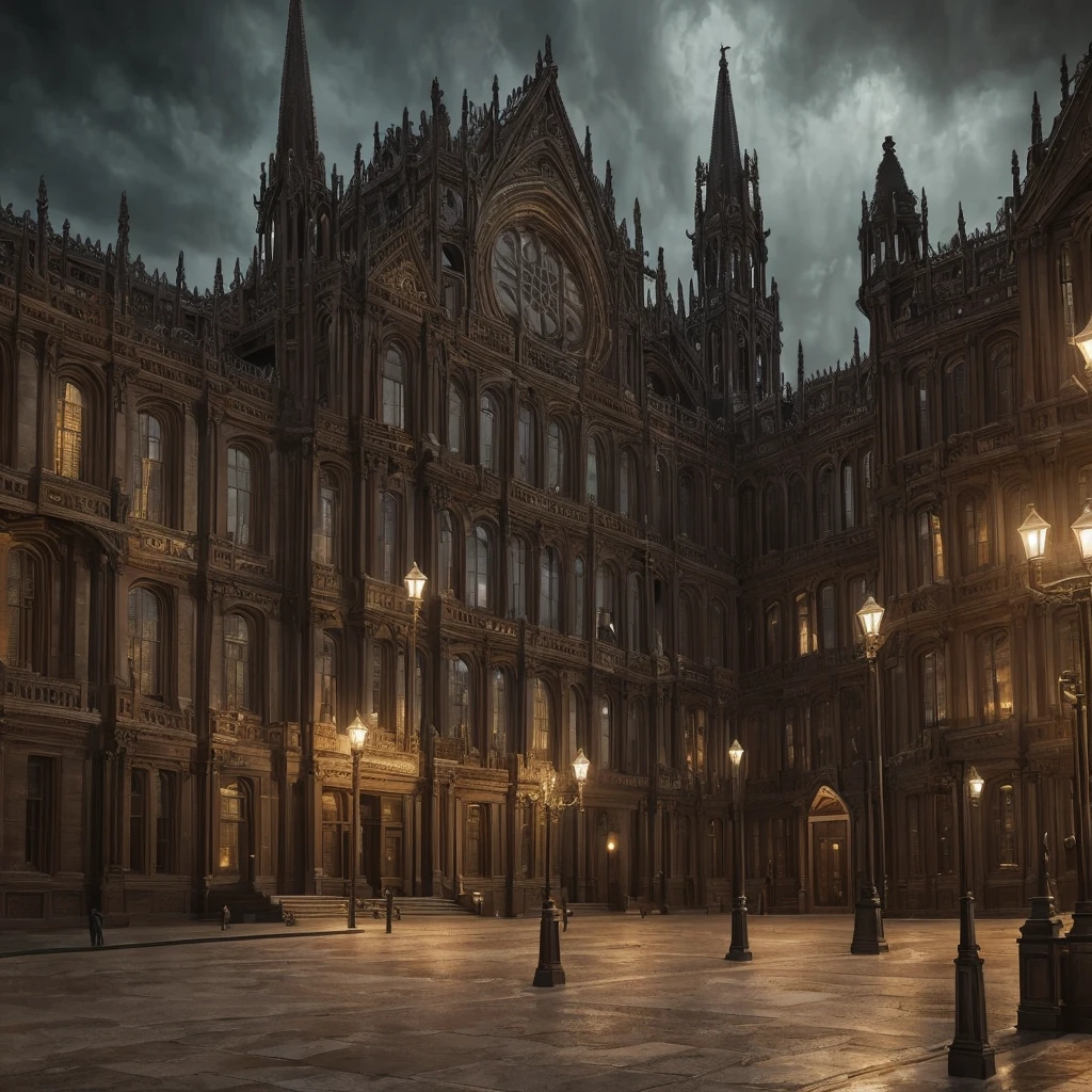 a supernatural campus, a college institution, supernatural beings surrounding the institution, detailed architecture, ornate details, dark moody atmosphere, dramatic lighting, cinematic composition, highly detailed, 8k, photorealistic, masterpiece, fantasy, digital art