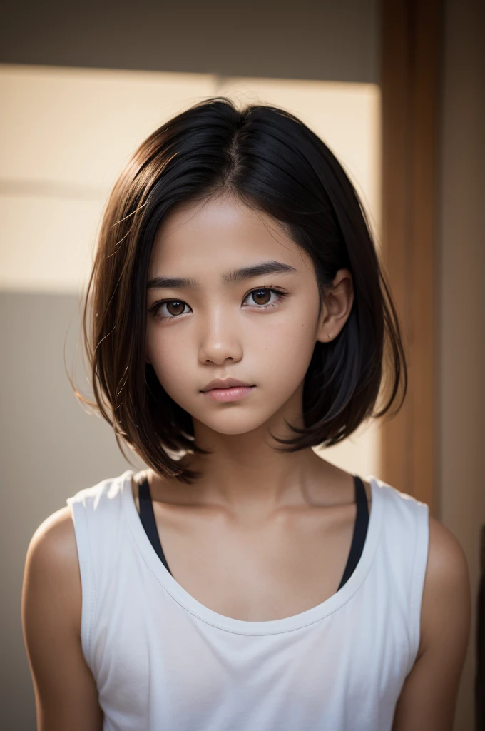 A photograph of the 14-year-old man , bonitas, light tanned skin face detailed, looking at camera with short black hair Portrait, 8k hd, high qualiy