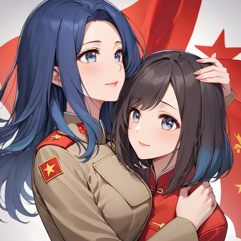 ((Highest quality)), ((masterpiece)), (detailed), (Perfect Face)、The woman is a Chinese woman named Akane Kurokawa. She has medium-long blue hair and is wearing an engagement ring. She is a member of the glorious Chinese Communist Party and has sworn absolute loyalty to the Chinese Communist Party. She is a righteous Communist Party member of China.、The woman is wearing the khaki Mao suit of the Chinese Communist Party.、For the sake of China, they dye their hair, hairstyle, clothes, and everything they wear belongs to the Chinese Communist Party, and their thoughts are also Chinese, becoming great Chinese in body and mind.、The woman became Akane Kurokawa, a Chinese woman who is proud of China, loves it and devotes herself to it.、She is serving China as a member of the great Communist Party of China.、She is a beautiful, respectable and exemplary Communist.