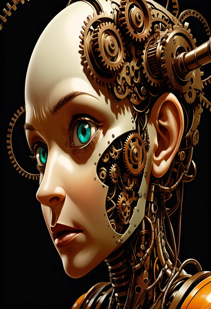 mechanical creature, medusa, mechanical snakes on head, mechanical medusa, splash page decompressed comic cover art, joelle jones style expressive ink comic, rich color grading, rotoscope hyperrealism, frederic delavier musculature anatomy detailed accurate precise illustration, internal mechanics of robotic marionette, cinematic, chiaroscuro lighting, surreal, slender, filled with steampunk gears and machinery, vertigo, overwhelming, intense, depth,
