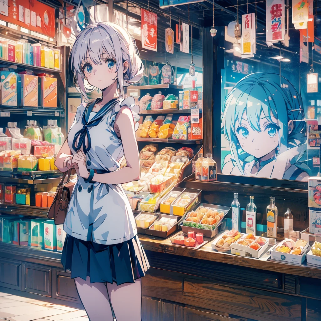 Anime girl holding a bag and a sandwich in her hands, Kantai Collection Style, fubuki, Young Anime Girl, shikamimi, Beautiful anime school girl, gapmoe Yandere, Yandere, Anime Moe Art Style, Cute anime style, Style Anime, Cute girl anime visuals, sayori, rei hiroe, Cute Anime Girl